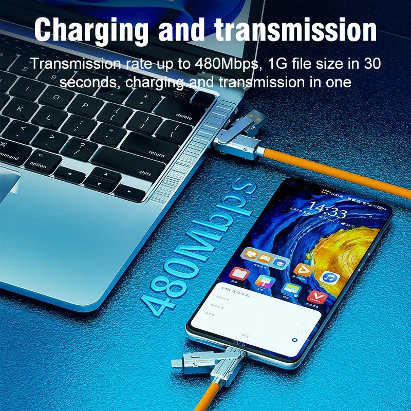 OneCord travel charging cable in use